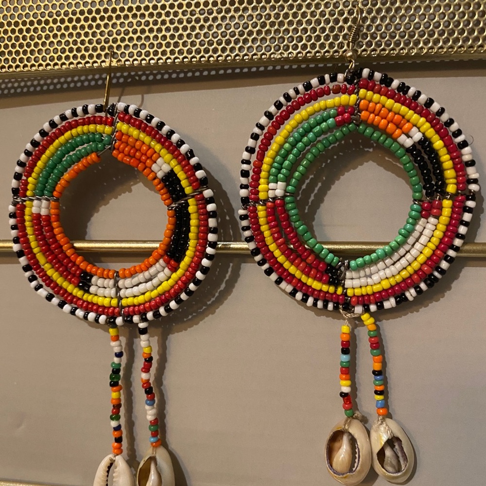 Maasai Multicolor Bead Earrings Handmade in Kenya